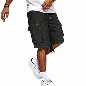 Men's Cargo Shorts Outdoor Shorts Camping Shorts Casual Shorts Hiking Shorts Elastic Waist Multi Pocket Straight Leg Solid Color Plain Moisture Wicking Wearabl