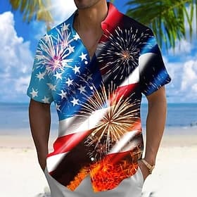 Independence Day Men's American US Flag 4th of July U.S. 250th Anniversary Patriotic Shirt Summer Shirt Button Up Shirt Short Sleeve Fashion Casual Holiday Sum thumbnail 3
