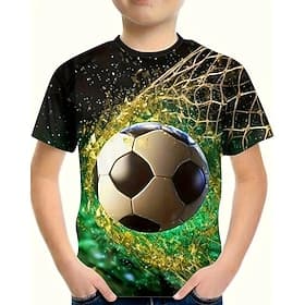 Boys 3D Football T shirt Tee Short Sleeve Summer Spring Fashion Basic Kids 4-12 Years Crew Neck Outdoor Casual Daily Regular Fit
