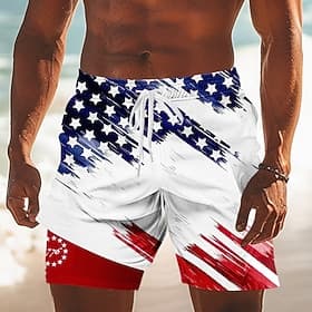 Uavhengighetsdagen Herre 4. juli USAs 250-årsjubileum USAs flagg Patriotisk Fôret shorts 2 i 1 svømmeshorts Badeshorts Medium Midje Ferie Sidelommer Med kompre thumbnail 2