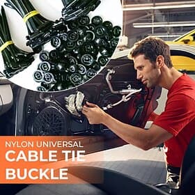 50/100pcs Nylon Universal Cable Tie Buckle, 2025 Heavy Duty Self-Locking Zip Tie Clip, Car Fastener for Fenders, Engine Guards, UV Resistant Small Black Strap