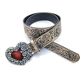 Men's Belt Automatic Buckle Quick-Release Alloy Vintage Durable Adjustable Heart Brown Outdoor Daily Waist Belt