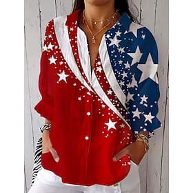 Independence Day Patriotic Women's Graphic Flag Vintage Stylish Casual Regular Tops Daily White Red Spring
