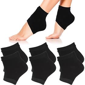 3 Pairs Moisturizing Heel Socks Ventilate Gel Heel Open Toe Socks Soft Silicone Socks for Dry Hard Cracked Skin Breathable Reusable SPA Foot Protector Day Nigh
