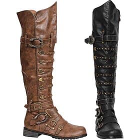 Médiéval Renaissance Chaussures Bottes hauteur genou Déguisement Homme Celtique Pirate Halloween Mascarade Performance LARP Foire de la Renaissance Adulte Chau
