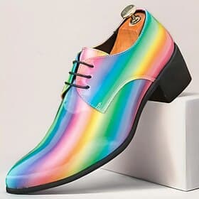 Herren-Oxford-Schnürschuhe mit Regenbogenmuster – lebendiges Metallic-Design für Cocktailpartys und Abendgalas