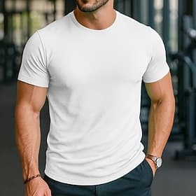Men's Tee Short Sleeve Shirt Tee Top Short Sleeve Crew Neck Spring   Fall All Seasons Solid / Plain Color Fashion Designer Athletic Quick Dry Vacation Street C