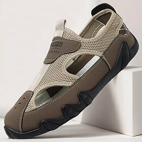 Men's Sandals Brown Mesh Outdoor Sandals with Adjustable Straps and Cushioned Sole for Hiking Beach and Summer Adventures
