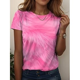 Femmes T-shirt Imprimé Fleuri Graphique Plantes ancien Élégant Classique Manche Courte Col ras du cou Hauts Réguliers Quotidien Bleu Vert Claire Rose Claire Ve