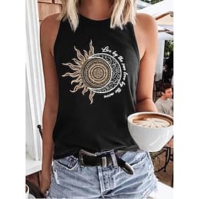 Women's Shirt Blouse Print Graphic Bohemia Vintage Tropical Sleeveless Crew Neck Regular Tops Daily Black Gray Summer Spring