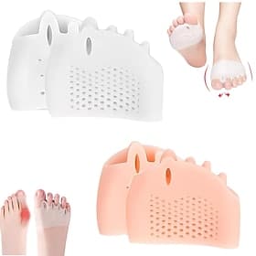 2 Pairs Silicone Toe Separators Bunion Corrector Cushion Metatarsal Pads Ball of Foot Cushions Breathable Soft Gel Foot Cushions for Men Women Straighten Overl