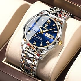 Orologio al quarzo di lusso da uomo impermeabile in acciaio inox quadrante luminoso orologio da affari con calendario