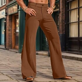Retro Vintage 1970er Groovy Schlaghosen Hippie Disco Mittlere Hüfthöhe Kord Kostüm Herren Halloween Karneval Musikfestival Alltagstauglich Retro-Mottoparty Erw
