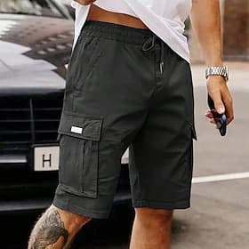 Homme Shorts cargo Short d'extérieur Bermuda Shorts d'Entraînement Short décontracté Cordon de serrage Multi-poches Jambe Droite Uni Respirant Longueur Genou E