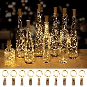 10 pièces 2M-20 perles LED lumière guirlande en fil de cuivre pour intérieur décoration de fête de Saint-Valentin mariage Halloween atmosphère de festival