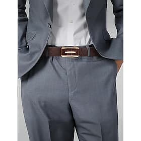 Ceinture à cliquet en cuir véritable pour homme avec boucle automatique - motif crocodile classique, style élégant, convient aux mariages, aux affaires et aux