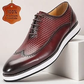 Chaussures à lacets en cuir bordeaux haut de gamme pour hommes avec motif crocodile pour des soirées élégantes
