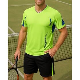 Homme Géométrique Ensemble de sport Ensemble de tennis 2 Manches courtes Impression Évacuation de la transpiration Évacuation de l'Humidité Respirant Tennis Le