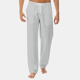 Men's Loungewear Lounge Pants Pure Color Fashion Classic Casual Home Daily Bed Cotton Comfort Breathable Soft Pant Elastic Waist Spring Fall Black White