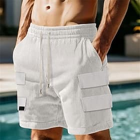 Homme Shorts cargo Shorts de plage Short de course Short décontracté Shorts de gym Cordon de serrage Taille Élastique Jambe Droite Uni Confort Évacuation de l'