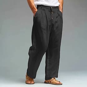 Hombre Pantalones de lino Pantalones Pantalones de verano Pantalones de playa Bolsillo delantero Pierna recta Plano Comodidad Transpirable Longitud de la rodil