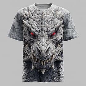 Men's Dragon T Shirt Short Sleeve T shirt 3D Print Crew Neck Shirt Exaggerated Designer Party Street Casual Black Gray Gray Summer Spring All Seasons Clothing