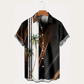 Men's Coconut Tree Waves Shirt Summer Hawaiian Shirt Button Up Shirt Short Sleeve Hawaiian Holiday Beach Wear Summer Spring Turndown 3D Print Collared Shirts F