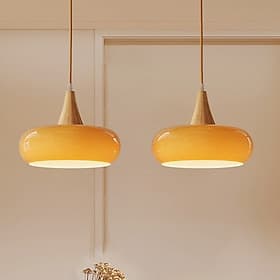 Japanese Cream Wind Glass Chandelier Retro Minimalist Rubber Wood Art Hanging Light Bedroom Restaurant Decoration Suspended Chandelier Indoor Adjustable Lighti