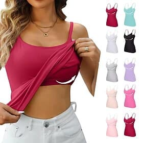 Women's Camisole Tank Top Solid Color Daily Casual Sleeveless Strap Regular Tops Daily Black White Pink Purple Fuchsia Summer