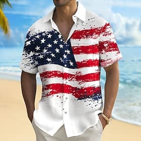 Independence Day Men's American US Flag 4th of July U.S. 250th Anniversary Patriotic Shirt Summer Shirt Button Up Shirt Short Sleeve Fashion Casual Holiday Sum thumbnail 2