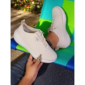 scarpe da passeggio leggere in Flyknit beige da donna con suola ergonomica morbida, traspirabilità e comfort per spostamenti, jogging al parco e commissioni qu