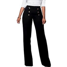 Women's Wide Leg Slacks Streetwear Casual Full Length Natural Plain Elastic Waist Outdoor Comfortable Vacation Going out claret Black White Blue Fall Regular F