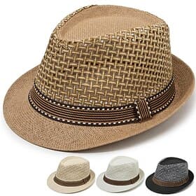 Breathable Sun Hat Men's Straw Hat With Mesh Stitching British Retro Jazz Hat Sun Hat