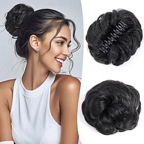 rommelige knot haarstuk golvende klauw clip rommelige knot haar clip synthetische nep knotten haar extensions zachte haren knotten haarstukjes voor vrouwen dag