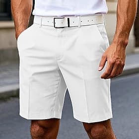 Men's Dress Shorts Burmuda Shorts Work Shorts Pocket Plain Comfort Breathable Knee Length Outdoor Business Fashion Casual Pink Wine