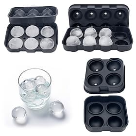 Round Ice Ball Mold for Whiskey, Large Silicone Ice Sphere Tray with Lid, Easy Release  Quick Freeze Ice Maker for Cocktails, Bars, Parties, Big Ice Cube Mould