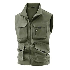 Men's Fishing Vest Hiking Vest Spring Autumn / Fall Outdoor Thermal Warm Lightweight Breathable Vest Hunting Fishing Climbing Black Army Green Khaki Dark Blue
