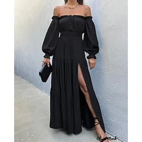 Women's Long Dress Maxi Dress Black Dress Cocktail Dress Formal Dresses Peplum Dresses Fashion Modern Outdoor Vacation Holiday Regular Fit Plain 3/4 Length Sle