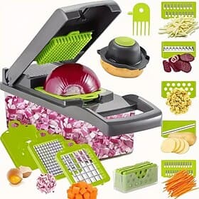 16-in-1 Manual Vegetable Chopper Set with Blades, Container, Slicer  Filter, Onion Carrot Garlic Cutter, Kitchen Gadget for Cooking, Father's Day Gift