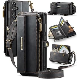 téléphone Coque Pour Samsung Galaxy S22 S21 Ultra Plus S20 A16 A55 5G A15 A14 A54 A53 A13 Étui Portefeuille avec Lanière Support Antichoc TPU faux cuir