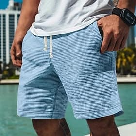 Homme Short gaufré Shorts de survêtement Shorts Bermuda Shorts de plage Taille Élastique Cordon de serrage Uni Confort Sport Longueur Genou Extérieur Quotidien