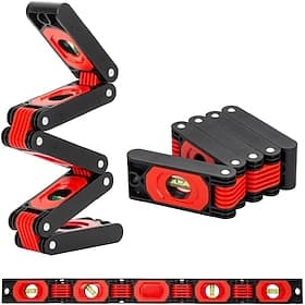 Foldable Multi-Angle Measuring Tool, Magnetic Level Ruler for Woodworking, Precise 45 90 Vertical Measurements, Compact Space-Saving Design