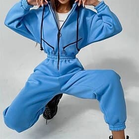 Women's Jumpsuit Activewear Set Pocket One-piece Solid Colored Fall Winter Black White Gym Workout Sports Thermal Warm Windproof Soft Long Sleeve Sport Activew