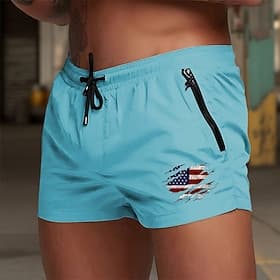 Men's Swim Trunks Swim Shorts Board Shorts National Flag Quick dry Breathable Drawstring with Mesh lining Elastic Waist Beach Vacation Hawaiian Casual Blue Win