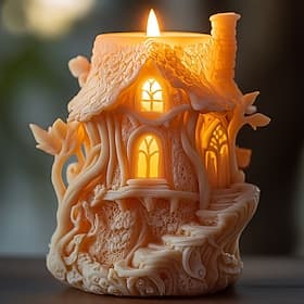 3D Silicone Fairy House Candle Mold - Enchanted Forest Design with Gothic Windows  Tree Root Details Perfect for Easter  Ramadan Decor DIY Resin Craft 1pc Magi