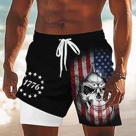 Independence Day Men's 4th of July U.S. 250th Anniversary US Flag Patriotic Lined Shorts 2 in 1 Board Shorts Swim Trunks Mid Waist Holiday Side Pockets With Co thumbnail 3