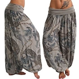 Damen Hosen Hose Haremshose Palazzo-Hose Mode Boho Volle Länge Mittlere Taille Druck Elastischer Bund Bequem Mikroelastisch Straße Alltagskleidung Ausgehen Bla