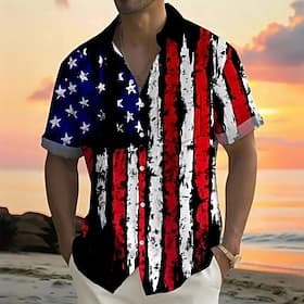 Independence Day Men's American US Flag 4th of July U.S. 250th Anniversary Patriotic Shirt Summer Shirt Button Up Shirt Short Sleeve Fashion Casual Holiday Sum thumbnail 4