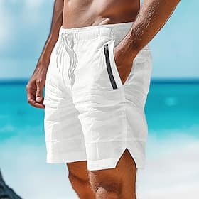 Men's Shorts Linen Shorts Summer Shorts Beach Shorts Drawstring Pocket Elastic Waist Plain Comfort Breathable Short Casual Daily Holiday Fashion Classic Style thumbnail 2