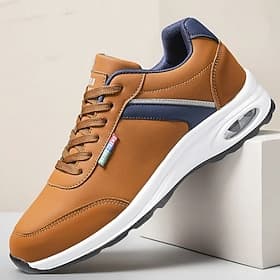 Sneakers da uomo con cuscino d'aria marrone e blu navy – scarpe sportive traspiranti e leggere con assorbimento degli urti per passeggiate quotidiane, allename